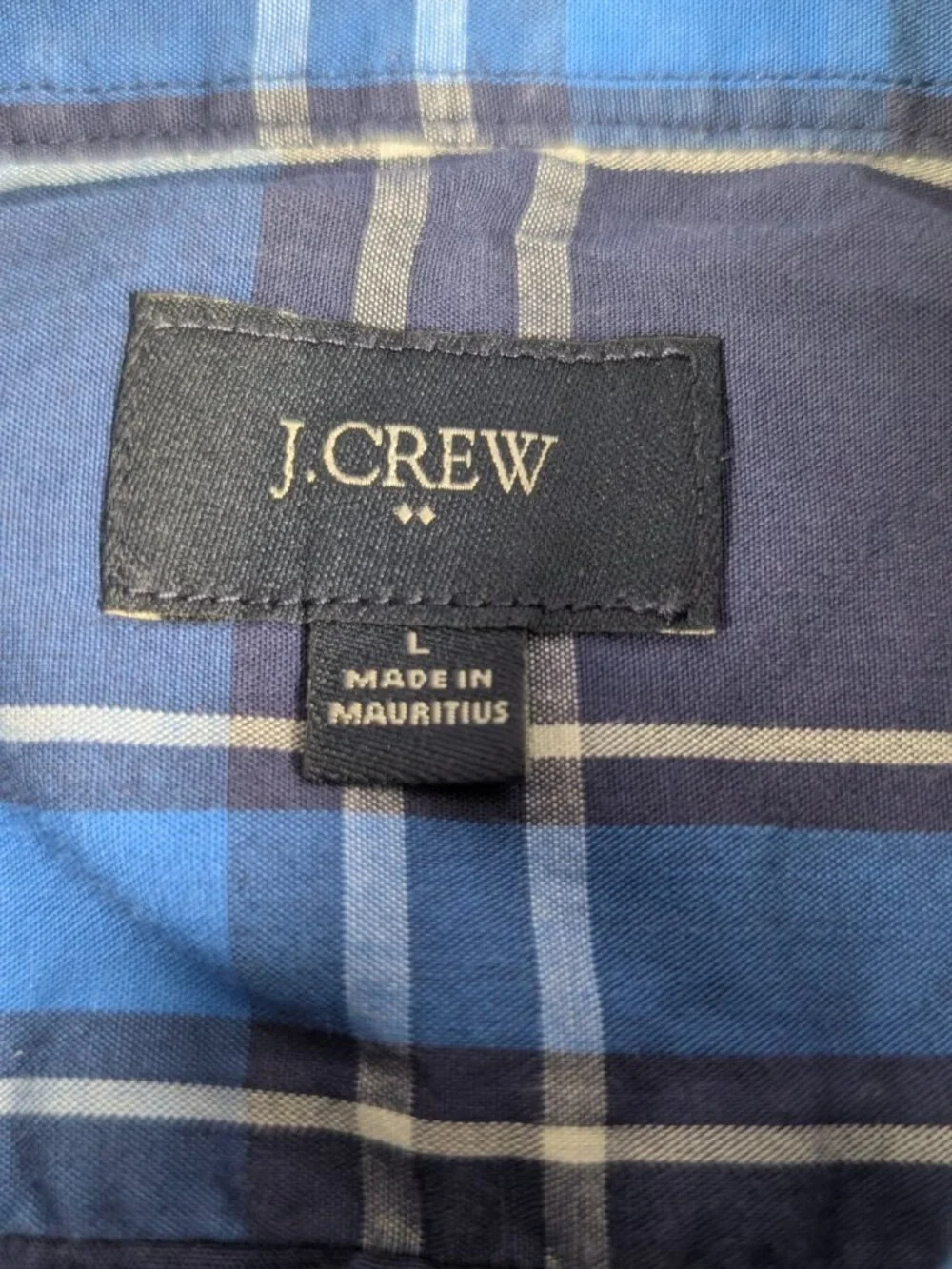 Mens J. Crew Long Sleeve Button Down Blue Plaid Shirt Large